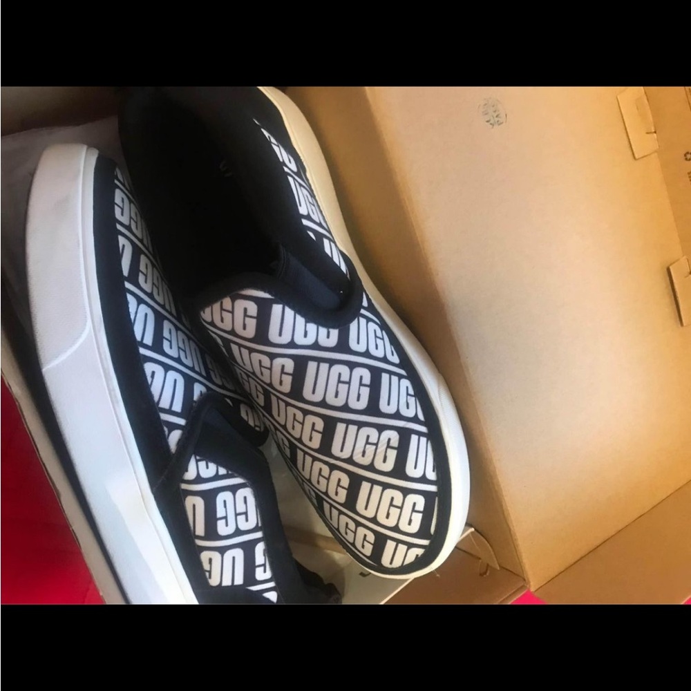 UGG Men's Black and White Slip-On Shoes
